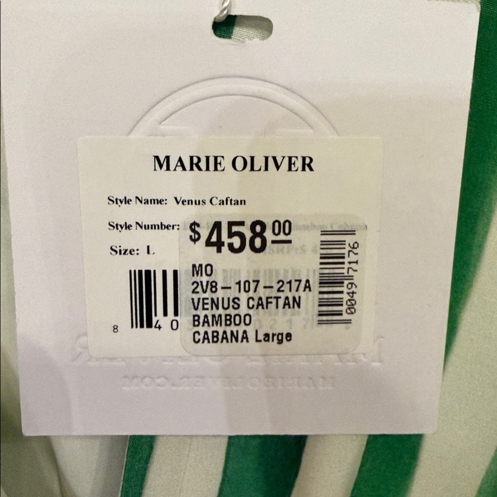 Marie Oliver Green & White Striped V-Neck Maxi Dress - Picture 4 of 4